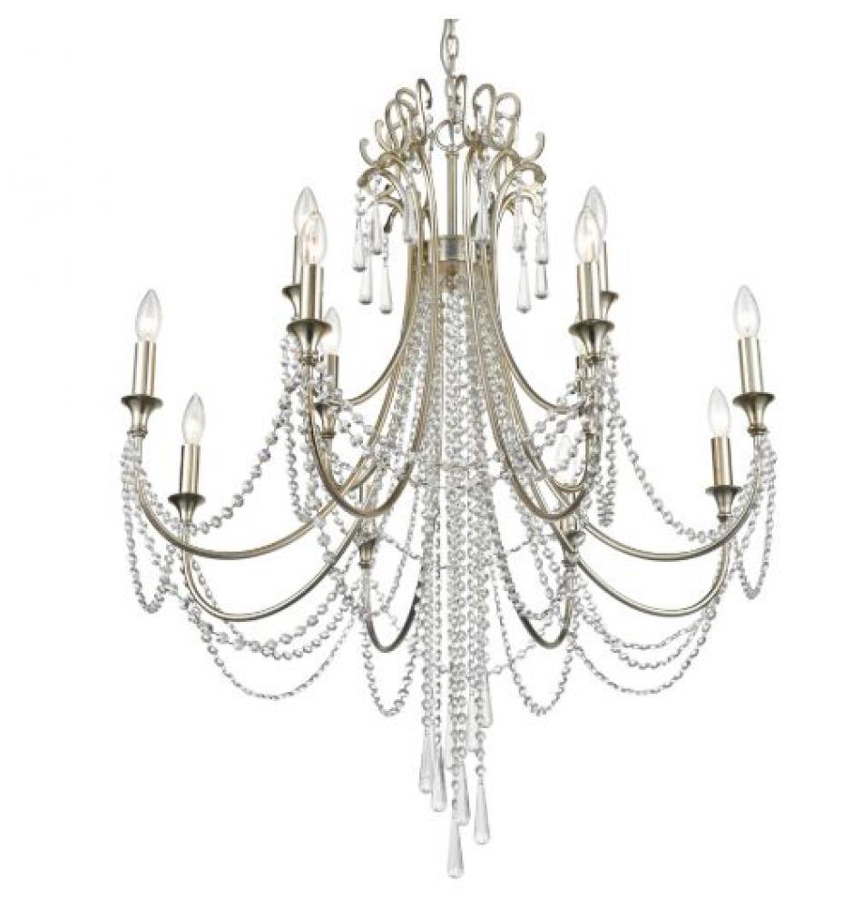 Arcadia 12 Light Antique Silver Chandelier