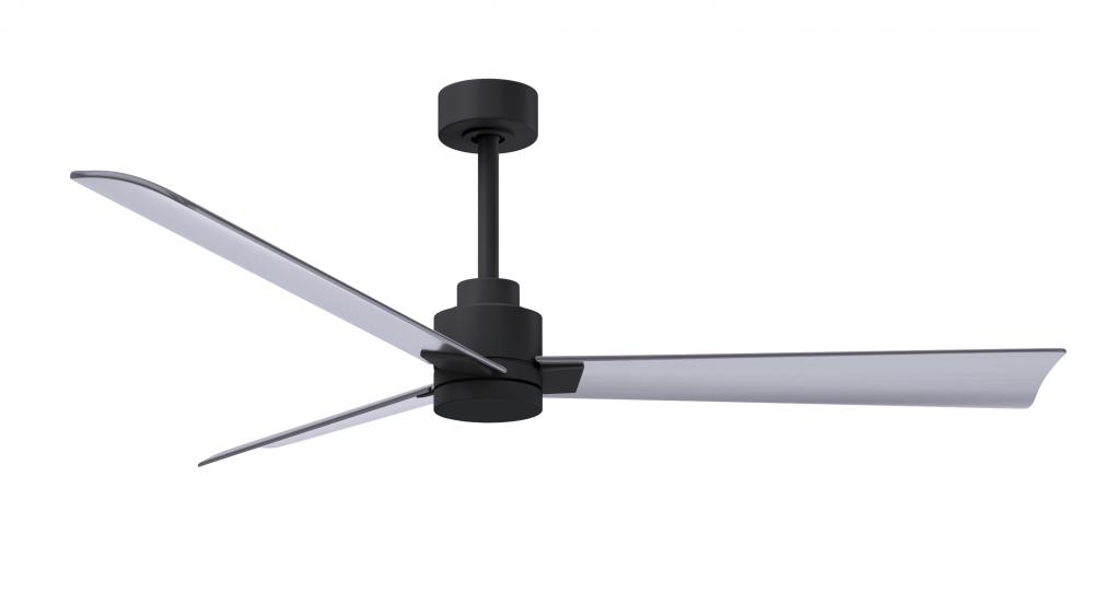 Alessandra 3-blade transitional ceiling fan in matte black finish with brushed nickel blades. Opti