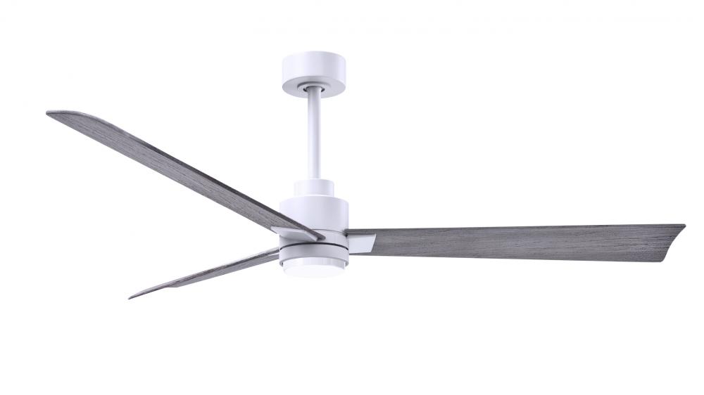 Alessandra 3-blade transitional ceiling fan in matte white finish with barnwood blades. Optimized