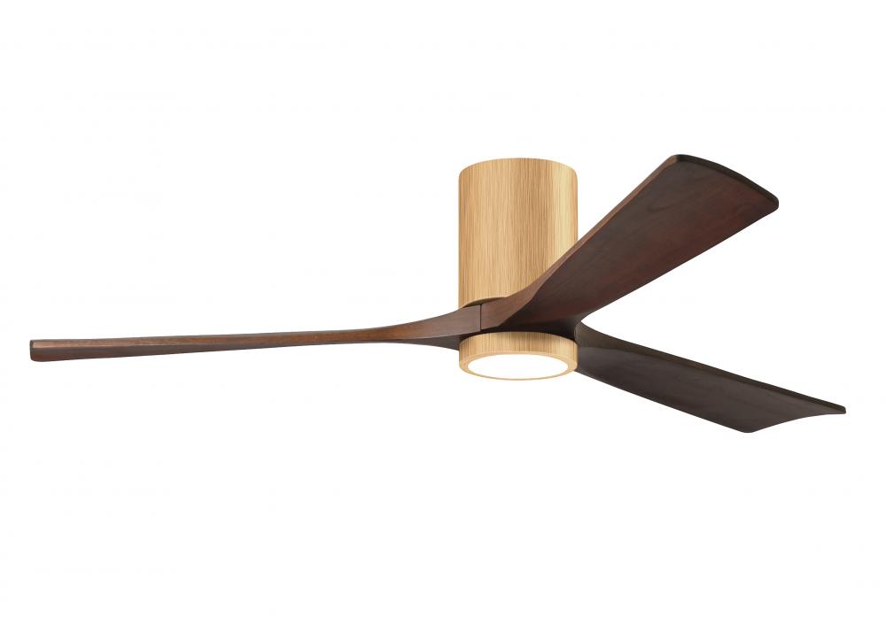 Irene-3HLK three-blade flush mount paddle fan in Brushed Pewter finish with 60” solid walnut ton