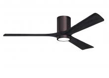 Matthews Fan Company IR3HLK-BB-BK-60 - Irene-3HLK three-blade flush mount paddle fan in Brushed Bronze finish with 60” solid matte blac