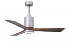 Matthews Fan Company PA3-BN-WA-52 - Patricia-3 three-blade ceiling fan in Brushed Nickel finish with 52” solid walnut tone blades an