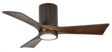 Matthews Fan Company IR3HLK-TB-WA-42 - Irene-3HLK three-blade flush mount paddle fan in Textured Bronze finish with 42” solid walnut to