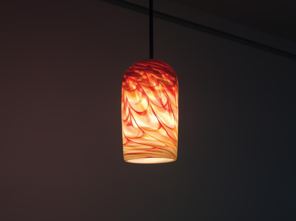 Rose Cylinder - Pendant - Incandescent 47" OA Drop-Red Hot