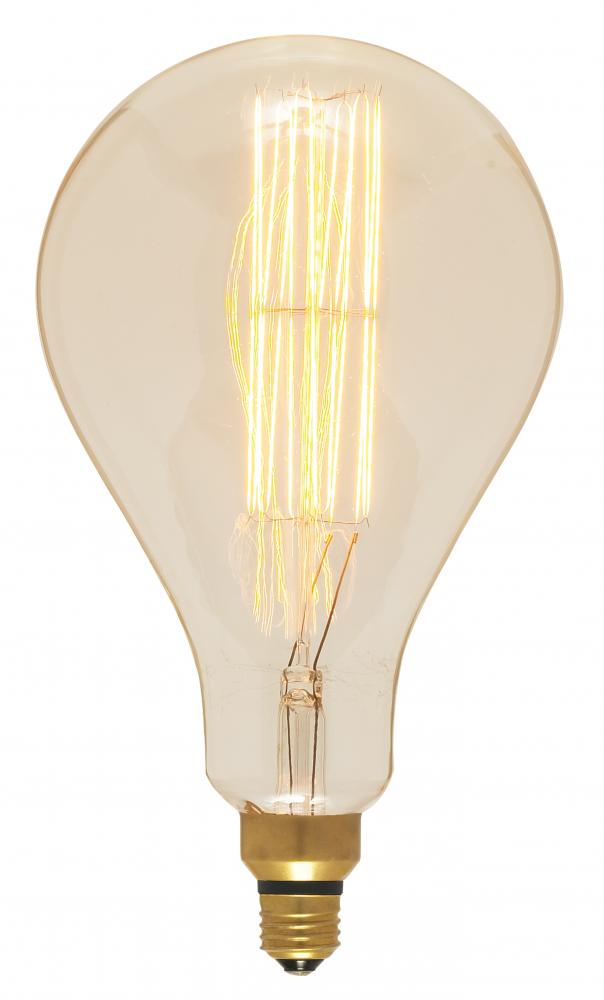 60 Watt PS52 Incandescent vintage style; Amber; 2000 Average rated hours; Medium Base; 120 Volt