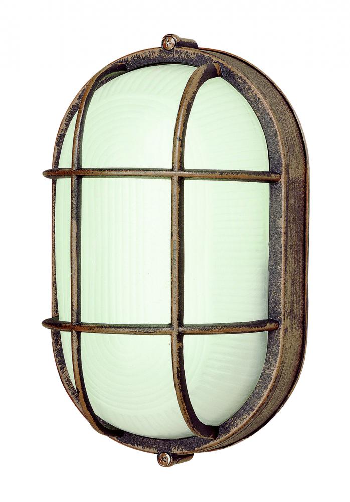 Aria 1-Light Caged Ribbed Glass Bulkhead Pocket Lantern