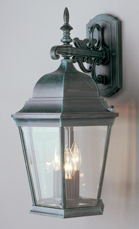 Classical Collection, Traditional Metal and Beveled Glass, Armed Wall Lantern Light