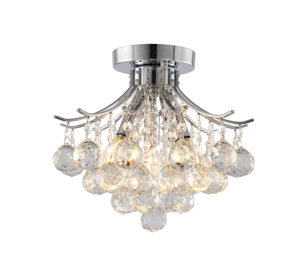 Semi Flush Mount Metal & Crystal