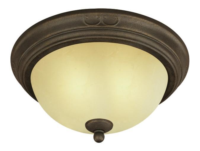 13 in. 2 Light Flush Ebony Bronze Finish Aged Alabaster Glass