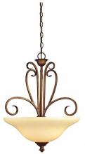 Westinghouse 6220800 - 3 Light Pendant Ebony Gold Finish Burnt Scavo Glass