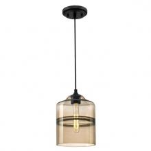 Westinghouse 6366700 - Mini Pendant Matte Black Finish Ash Glass