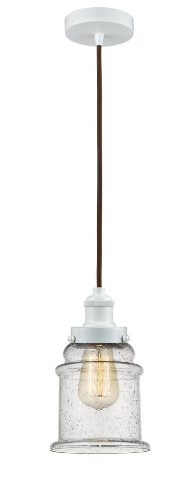 Edison - 1 Light - 8 inch - White - Cord hung - Mini Pendant