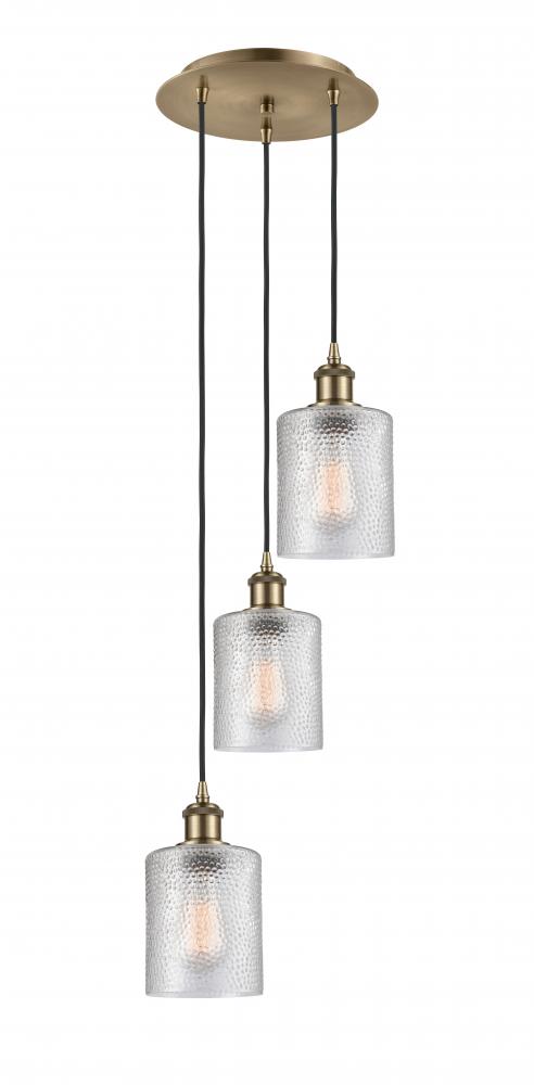 Cobbleskill - 3 Light - 12 inch - Antique Brass - Cord Hung - Multi Pendant