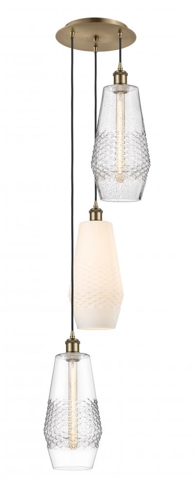 Windham - 3 Light - 14 inch - Antique Brass - Cord hung - Multi Pendant