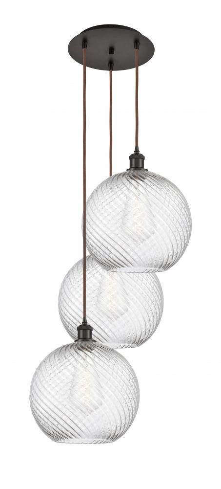 Athens Twisted Swirl - 3 Light - 18 inch - Oil Rubbed Bronze - Cord hung - Multi Pendant