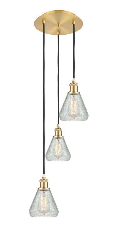 Conesus - 3 Light - 13 inch - Satin Gold - Cord Hung - Multi Pendant