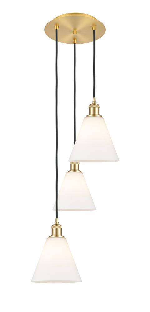 Berkshire - 3 Light - 15 inch - Satin Gold - Cord Hung - Multi Pendant