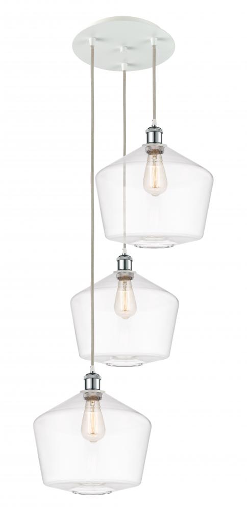 Cindyrella - 3 Light - 19 inch - White Polished Chrome - Cord Hung - Multi Pendant