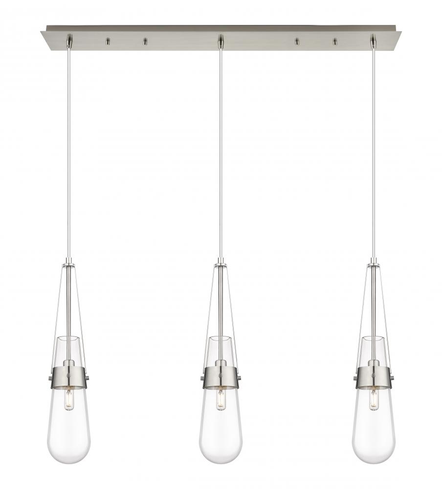 Milan - 3 Light - 36 inch - Brushed Satin Nickel - Linear Pendant