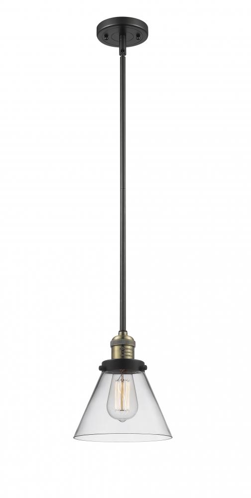 Cone - 1 Light - 8 inch - Black Antique Brass - Stem Hung - Mini Pendant