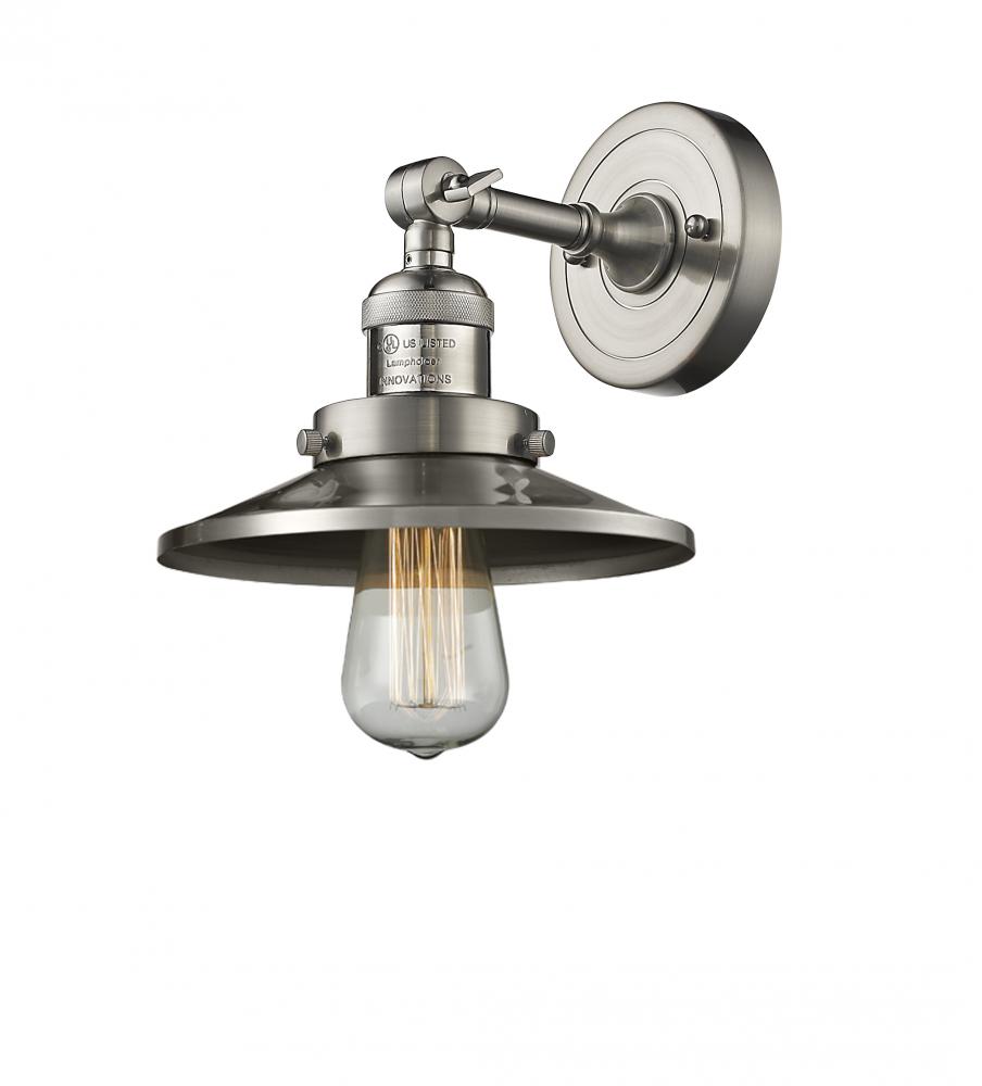 Railroad - 1 Light - 8 inch - Brushed Satin Nickel - Sconce