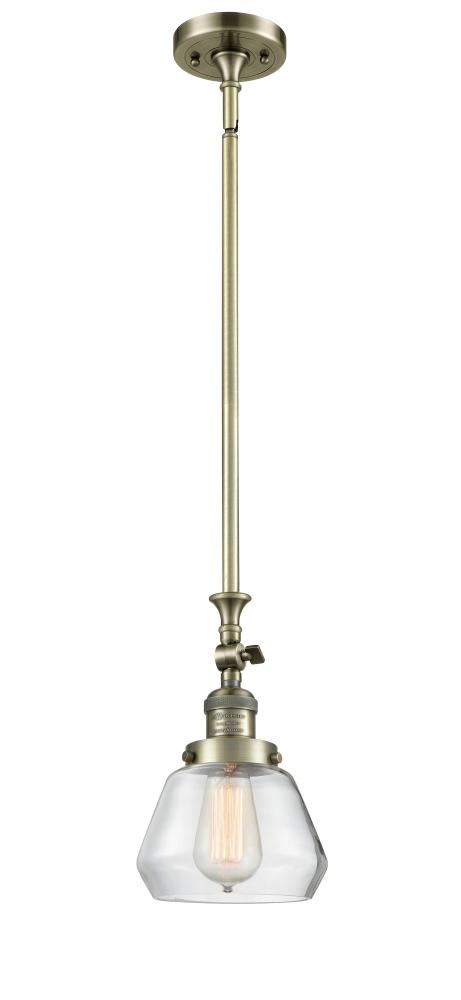 Fulton - 1 Light - 7 inch - Antique Brass - Stem Hung - Mini Pendant