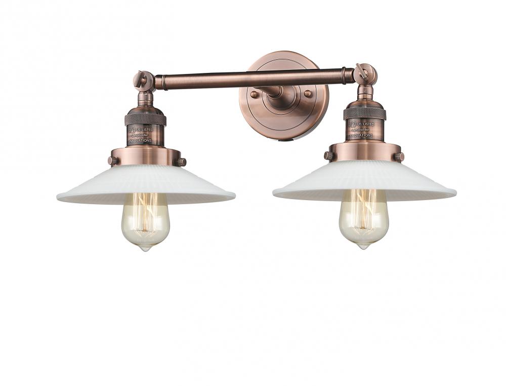 Halophane - 2 Light - 18 inch - Antique Copper - Bath Vanity Light