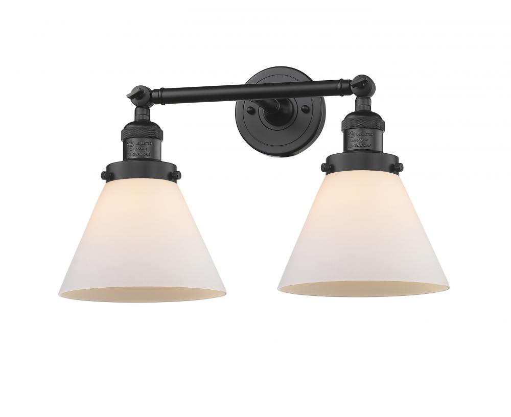Cone - 2 Light - 18 inch - Matte Black - Adjustable Bath Vanity Light
