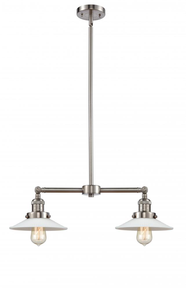 Halophane - 2 Light - 21 inch - Brushed Satin Nickel - Stem Hung - Island Light