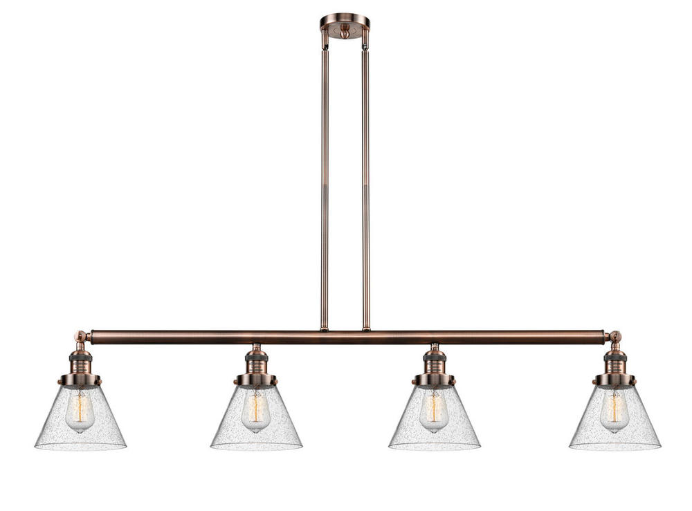 Cone - 4 Light - 52 inch - Antique Copper - Stem Hung - Island Light