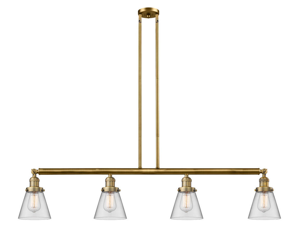 Cone - 4 Light - 51 inch - Brushed Brass - Stem Hung - Adjustable Island Light