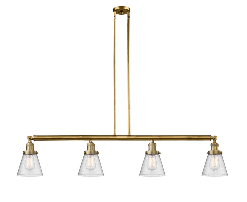 Cone - 4 Light - 51 inch - Brushed Brass - Stem Hung - Adjustable Island Light