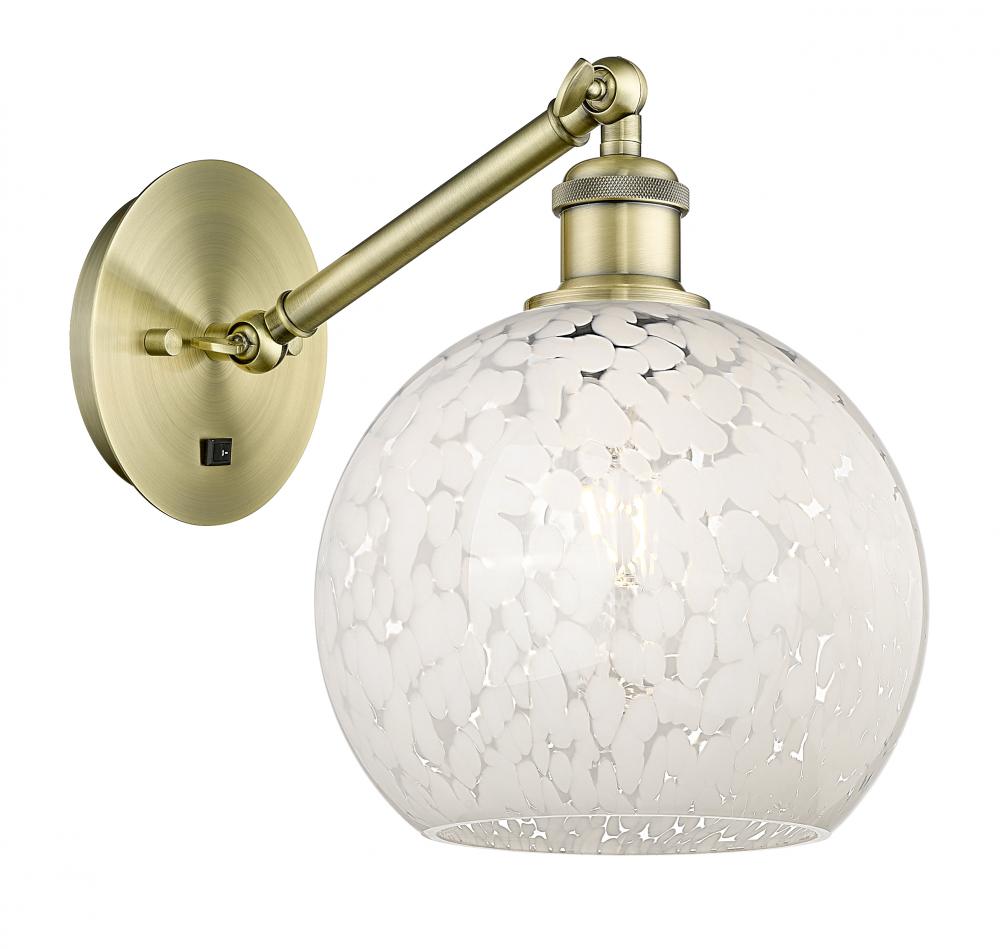 White Mouchette - 1 Light - 8 inch - Satin Gold - Sconce