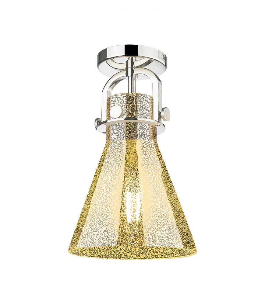 Newton Cone - 1 Light - 8 inch - Polished Nickel - Flush Mount