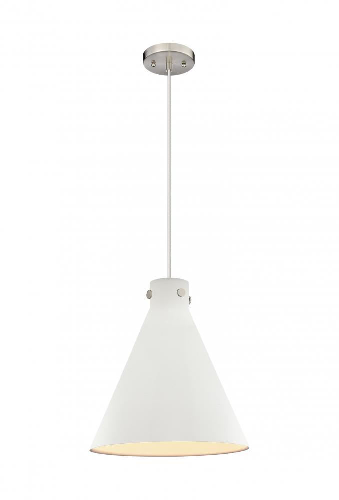 Newton Cone - 1 Light - 16 inch - Satin Nickel - Cord hung - Pendant