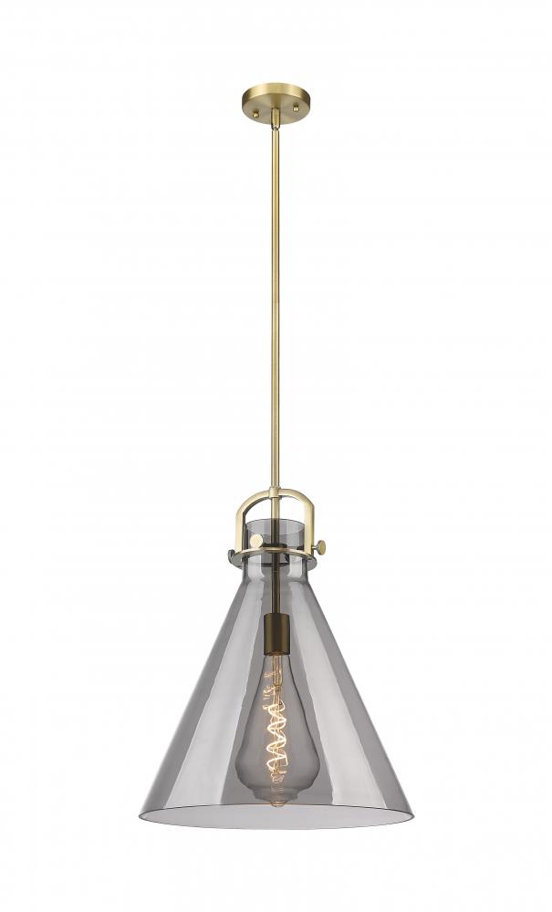 Newton Cone - 1 Light - 16 inch - Brushed Brass - Pendant