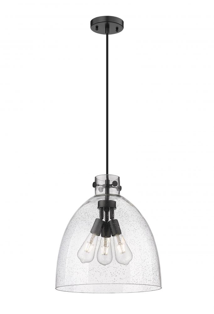 Newton Bell - 3 Light - 16 inch - Matte Black - Cord hung - Pendant