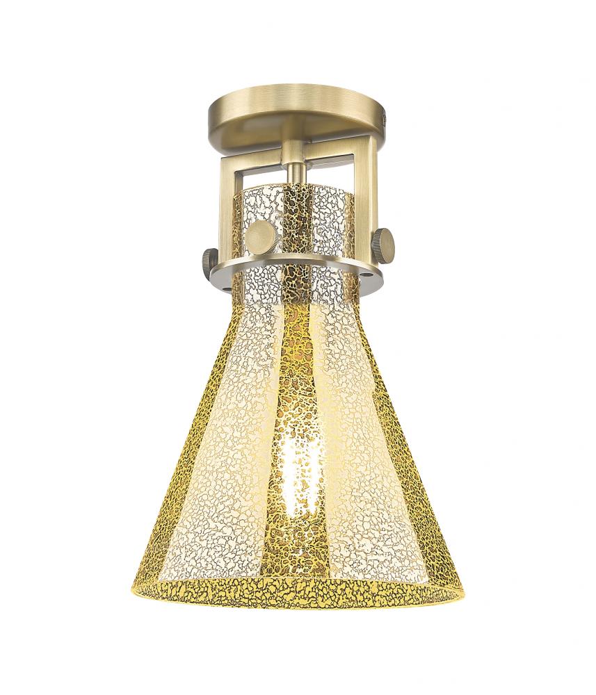 Newton Cone - 1 Light - 8 inch - Brushed Brass - Flush Mount