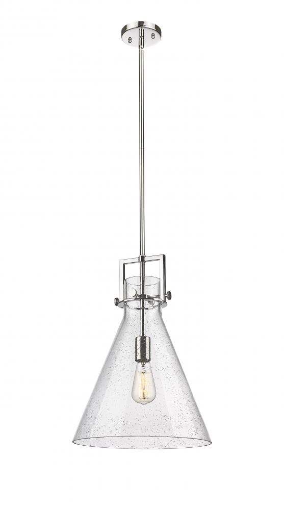 Newton Cone - 1 Light - 14 inch - Polished Nickel - Cord hung - Pendant