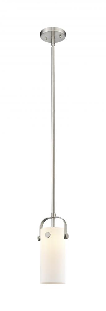 Pilaster II Cylinder - 1 Light - 7 inch Long Glass - Satin Nickel - Pendant