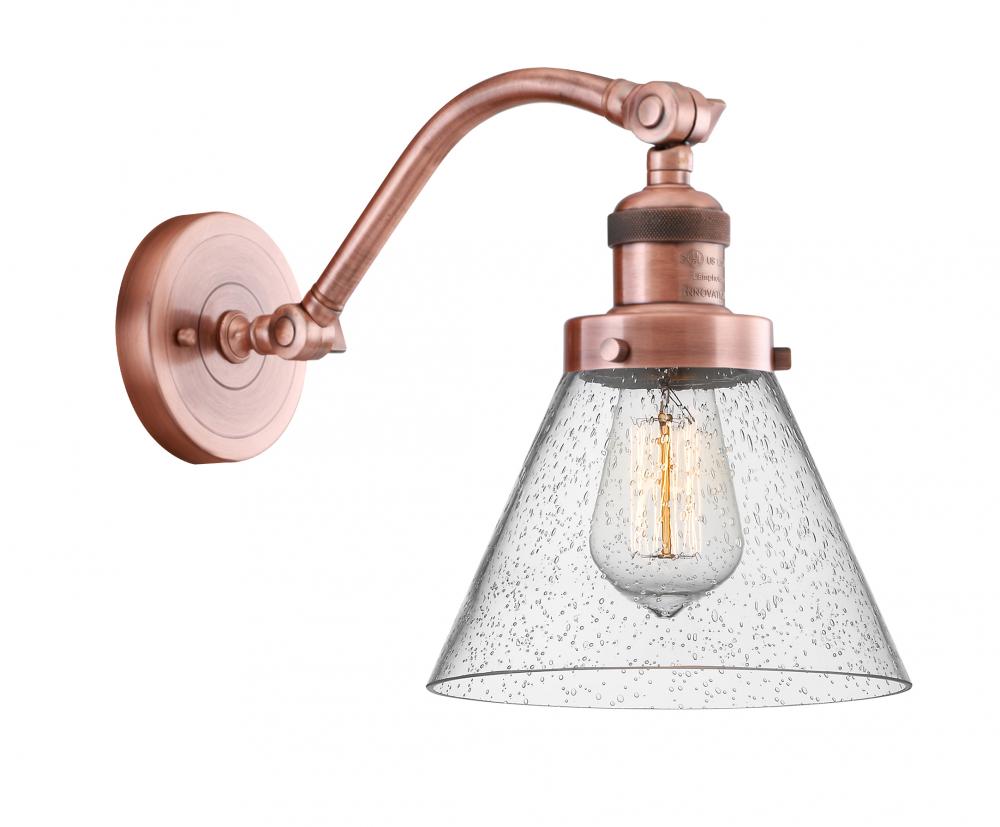 Cone - 1 Light - 8 inch - Antique Copper - Adjustable Sconce