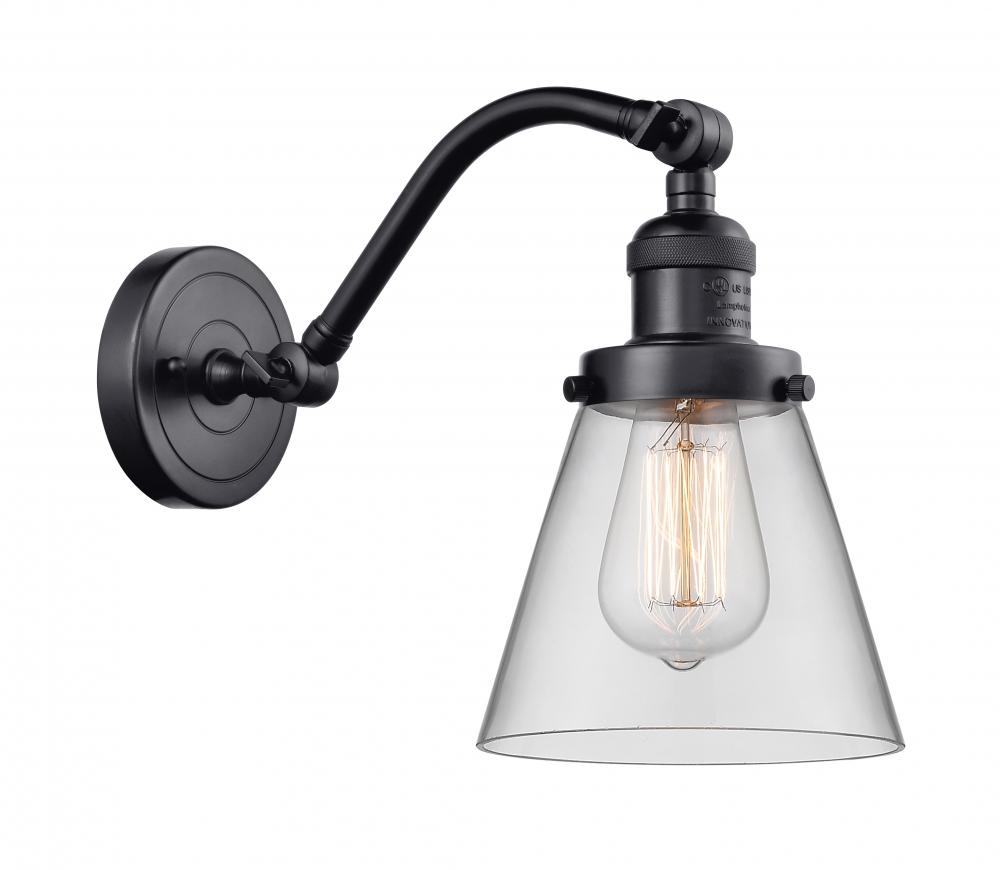 Cone - 1 Light - 7 inch - Matte Black - Adjustable Sconce