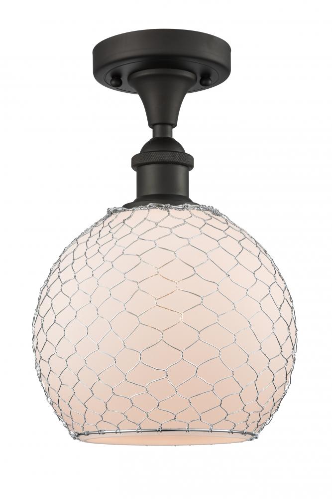 Farmhouse Chicken Wire - 1 Light - 8 inch - Oil Rubbed Bronze - Semi-Flush Mount