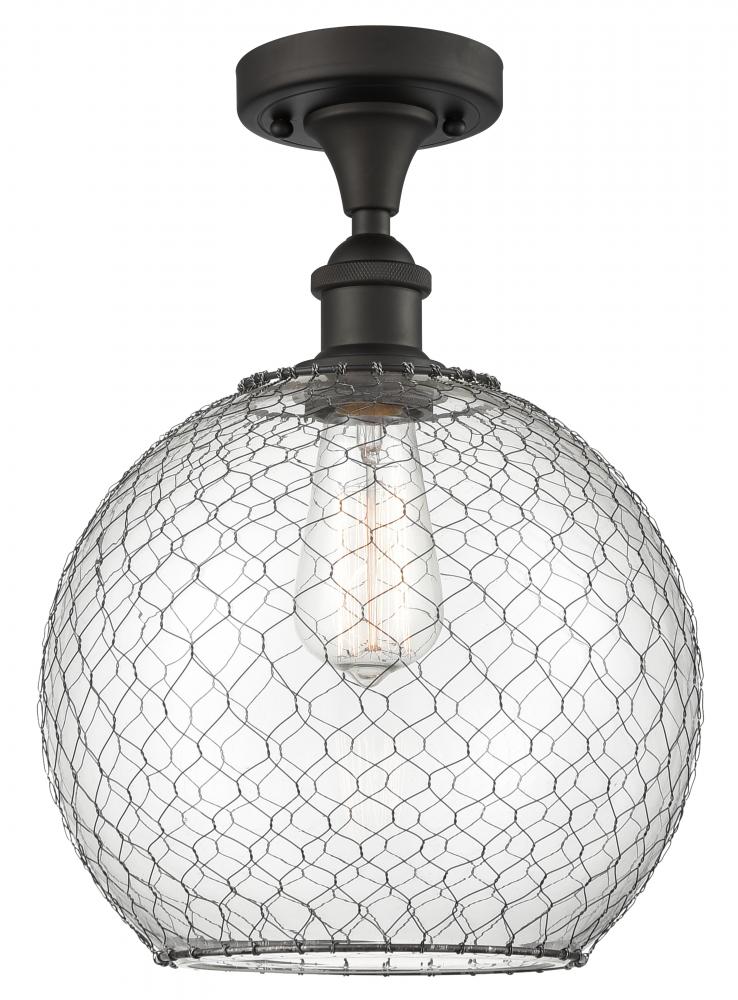 Farmhouse Chicken Wire - 1 Light - 10 inch - Oil Rubbed Bronze - Semi-Flush Mount