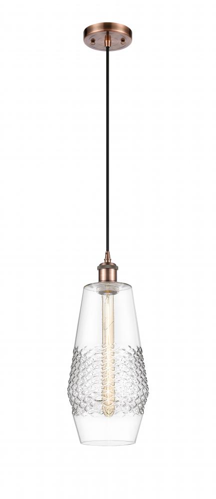 Windham - 1 Light - 7 inch - Antique Copper - Cord hung - Mini Pendant