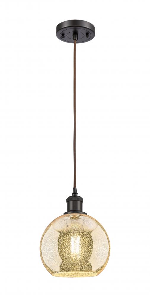 Athens - 1 Light - 8 inch - Oil Rubbed Bronze - Cord hung - Mini Pendant