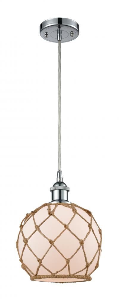 Farmhouse Rope - 1 Light - 8 inch - Polished Chrome - Cord hung - Mini Pendant