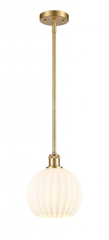 White Venetian - 1 Light - 8 inch - Satin Gold - Mini Pendant