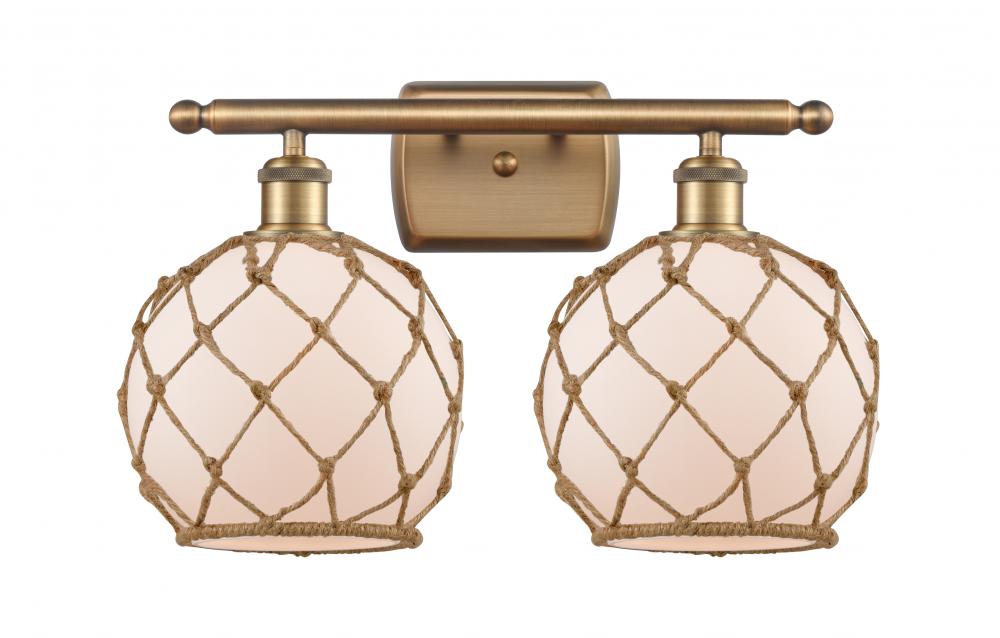 Farmhouse Rope - 2 Light - 18 inch - Brushed Brass - Bath Vanity Light