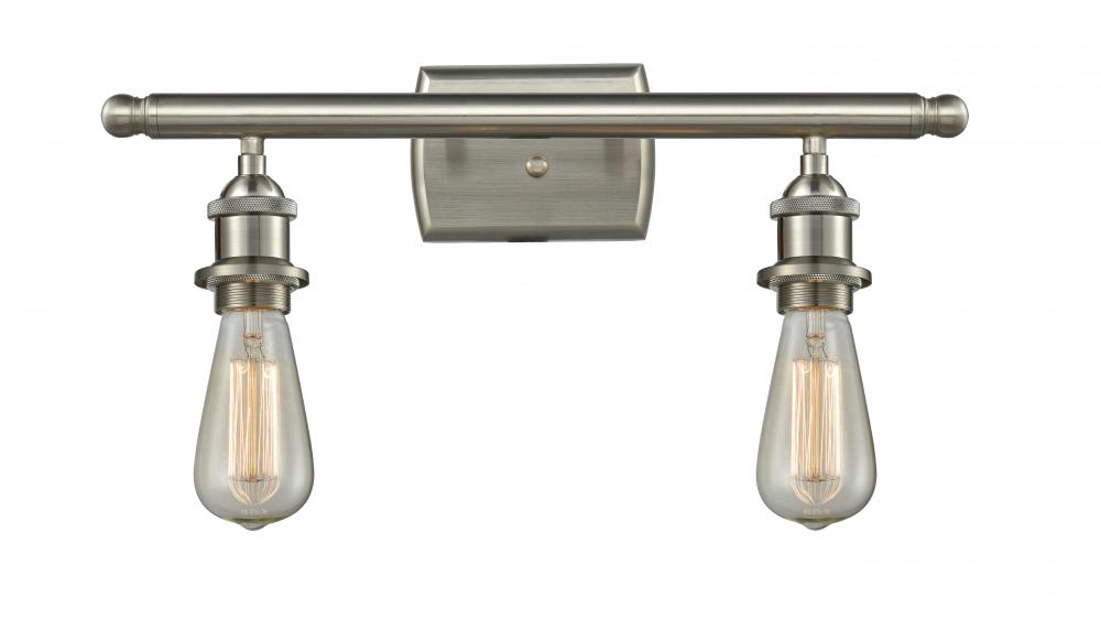 Bare Bulb - 2 Light - 16 inch - Brushed Satin Nickel - Bath Vanity Light